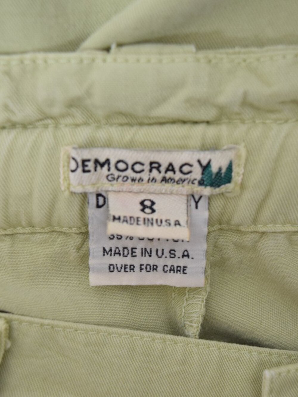 DEMOCRACY KHAKI GREEN TENCEL COTTON HIGH RISE STRAIGHT LEG PANTS - Picture 7 of 8